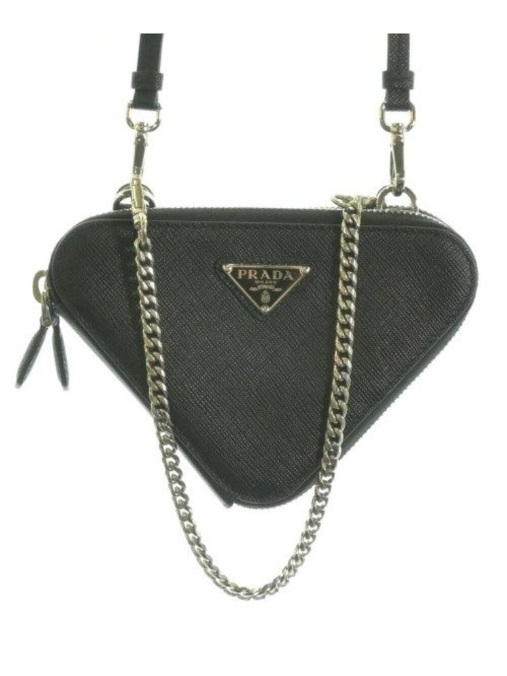 Prada Saffiano Triangle Mini Pouch Shoulder Bag